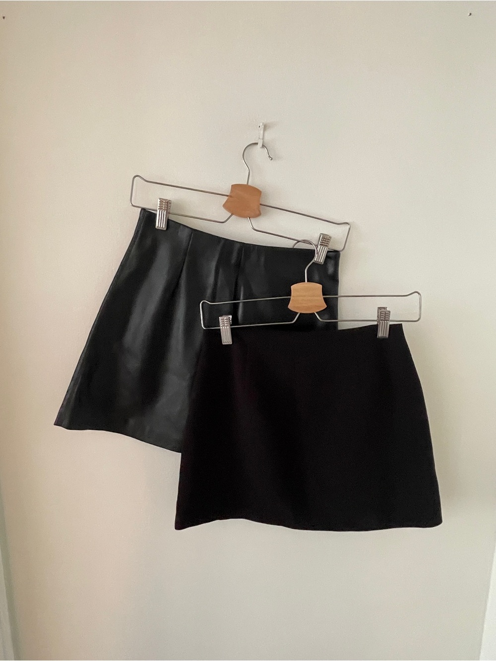 Leather and Classic Black Mini Skirt - Sleek Everyday Style
